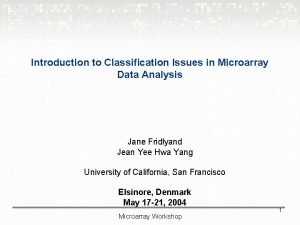 Introduction to Classification Issues in Microarray Data Analysis