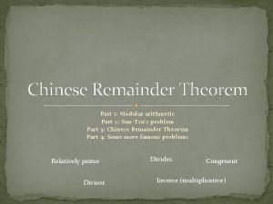 Chinese Remainder Theorem Part 1 Modular arithmetic Part