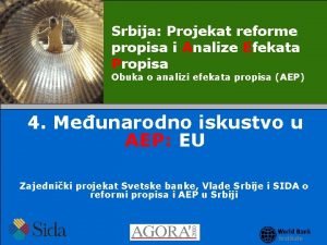 Srbija Projekat reforme propisa i Analize Efekata Propisa