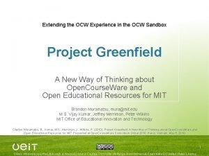 Extending the OCW Experience in the OCW Sandbox