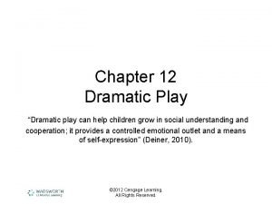 Chapter 12 Dramatic Play Dramatic play can help