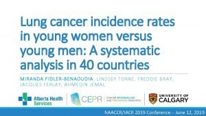 Lung cancer incidence rates in young women versus