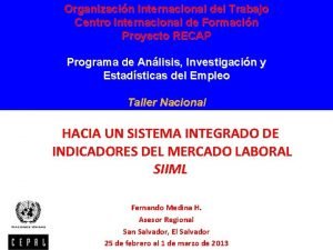 Organizacin Internacional del Trabajo Centro Internacional de Formacin
