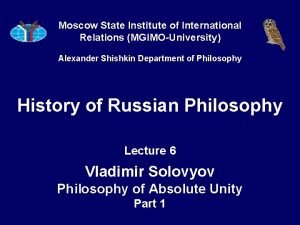 Moscow State Institute of International Relations MGIMOUniversity Alexander