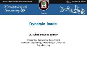 Dynamic loads Dr Suhad Dawood Salman Mechanical Engineering