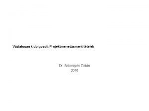 Vzlatosan kidolgozott Projektmenedzsment ttelek Dr Sebestyn Zoltn 2016