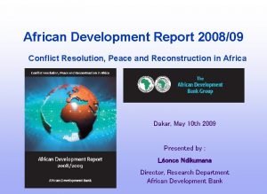 African Development Report 200809 Conflict Resolution Peace and