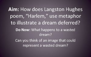 Aim How does Langston Hughes poem Harlem use