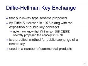 DiffieHellman Key Exchange v v first publickey type