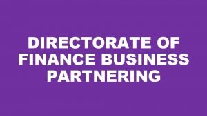 Finance business partnering definition