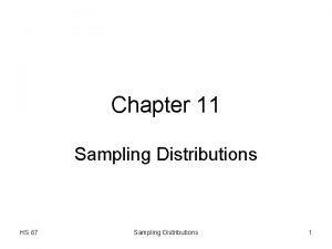 Chapter 11 Sampling Distributions HS 67 Sampling Distributions