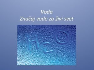 Znacaj vode za zivi svet