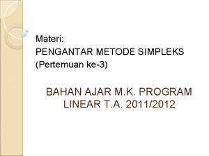 Linear programming adalah