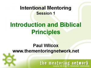 Biblical mentoring principles