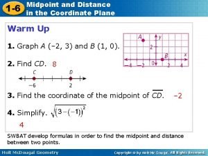 Midpoint and distance in the coordinate plane worksheet 1-6