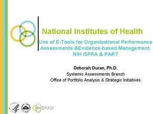 National Institutes of Health Use of ETools for