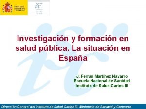 Investigacin y formacin en salud pblica La situacin