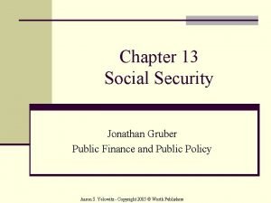 Chapter 13 Social Security Jonathan Gruber Public Finance