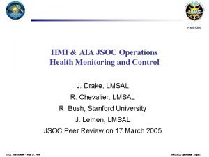 HMI 01086 HMI AIA JSOC Operations Health Monitoring