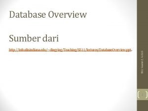 Database Overview http info slis indiana edudingyingTeachingS 511lecturesDatabase