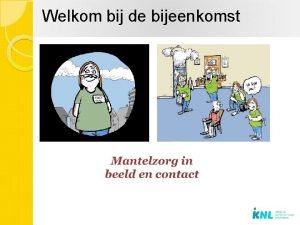 Welkom bij de bijeenkomst Programma Inleiding Kennismaking Terugblik