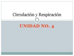 Circulacin y Respiracin 1 UNIDAD NO 4 Contenido