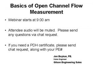 Basics of Open Channel Flow Measurement Webinar starts