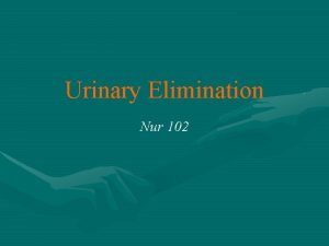 Urinary Elimination Nur 102 Physiology of Urinary Elimination