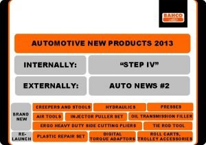 AUTOMOTIVE NEW PRODUCTS 2013 INTERNALLY STEP IV EXTERNALLY