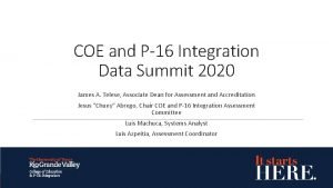 COE and P16 Integration Data Summit 2020 James