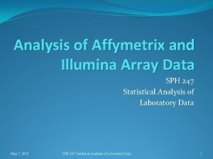 Analysis of Affymetrix and Illumina Array Data SPH