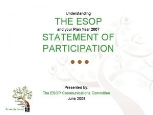 Understanding THE ESOP and your Plan Year 2007