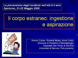 La prevenzione degli incidenti nellet 0 3 anni