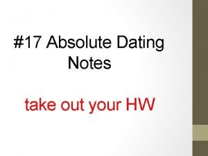 Absolute dating notes