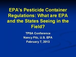 EPAs Pesticide Container Regulations What are EPA and