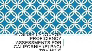 ENGLISH LANGUAGE PROFICIENCY ASSESSMENTS FOR CALIFORNIA ELPAC WHY