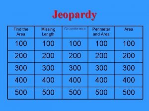 Area and circumference jeopardy