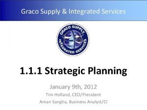Graco Supply Integrated Services 1 1 1 Strategic