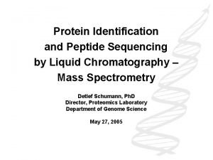 Protein Identification and Peptide Sequencing by Liquid Chromatography