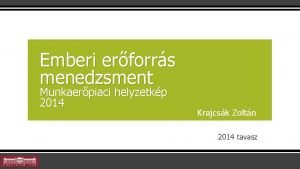 Emberi erforrs menedzsment Munkaerpiaci helyzetkp 2014 Krajcsk Zoltn