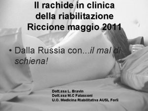 Il rachide in clinica della riabilitazione Riccione maggio