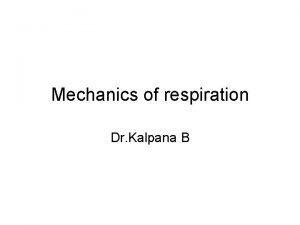 Mechanics of respiration Dr Kalpana B Specific Learning
