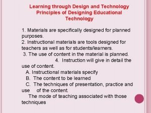Learning through design and technology