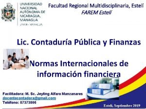 Facultad Regional Multidisciplinaria Estel FAREM Estel Lic Contadura