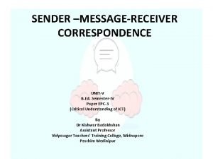 SENDER MESSAGERECEIVER CORRESPONDENCE UNITV B Ed SemesterIV Paper