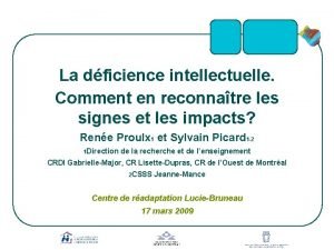 La dficience intellectuelle Comment en reconnatre les signes