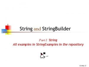 String and String Builder Part I String All