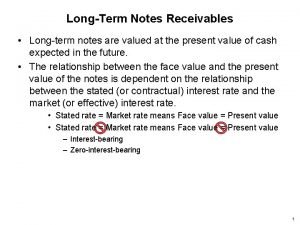 LongTerm Notes Receivables Longterm notes are valued at