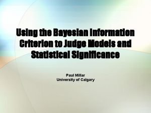 Bayesian inference criterion