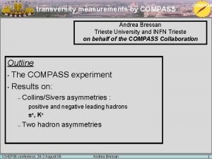 transversity measurements by COMPASS Andrea Bressan Trieste University